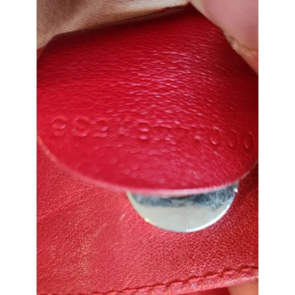 Gucci Red Leather Shoulder Bag with Bamboo Handle And Wallet